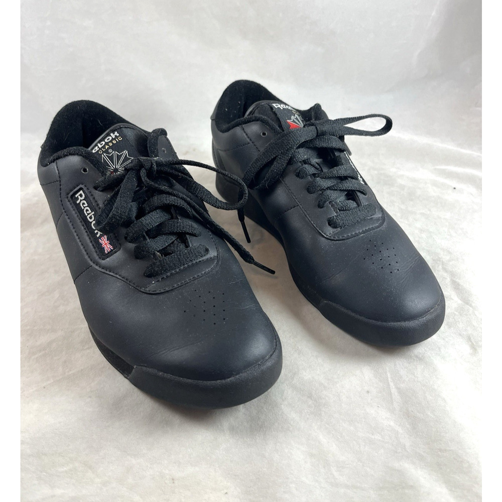 Reebok Classic Princess Sneakers Black Lace Up Low Top Womens US Size 7 Wide D